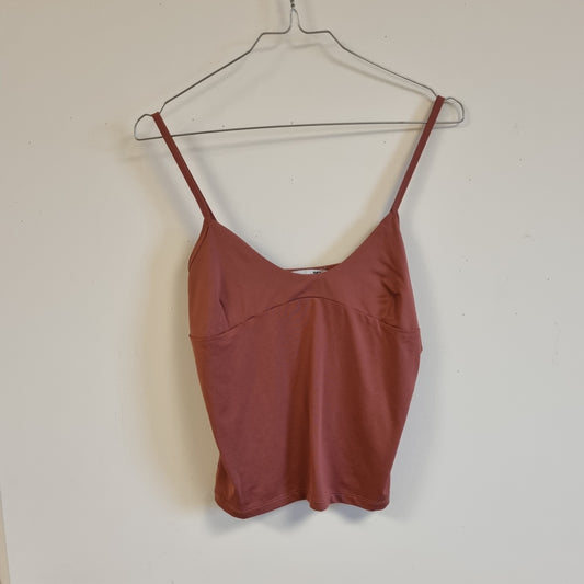 Terrakottafarget singlet med V-hals - M