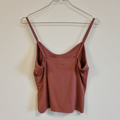 Terrakottafarget singlet med V-hals - M