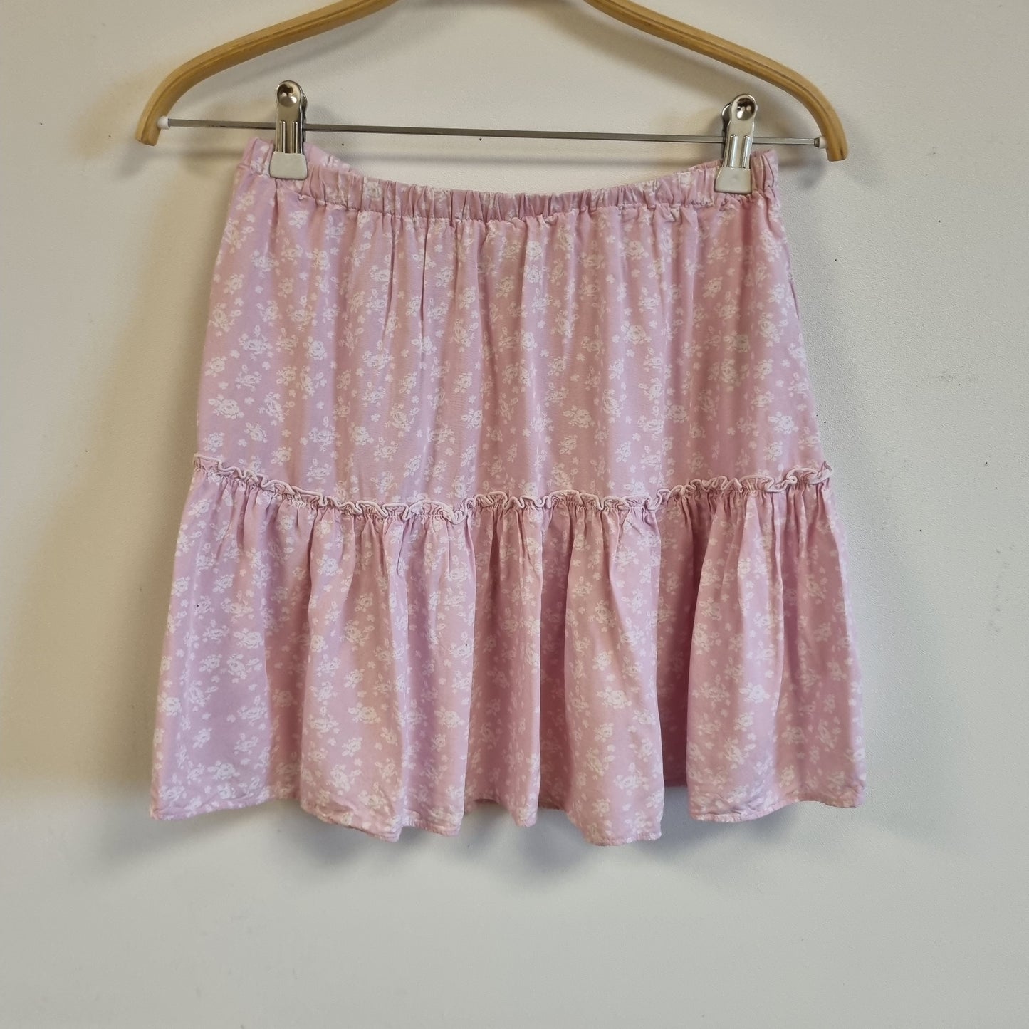 Rosa blomstret viskoseskjørt - 38