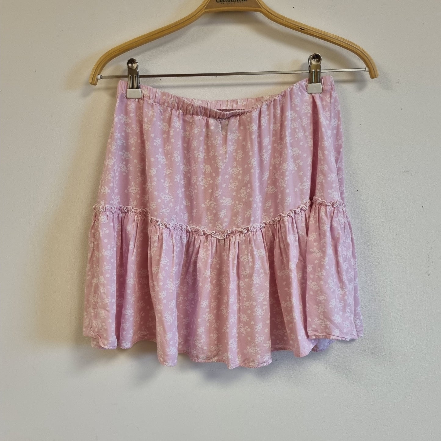 Rosa blomstret viskoseskjørt - 38