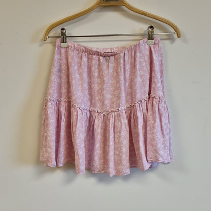 Rosa blomstret viskoseskjørt - 38