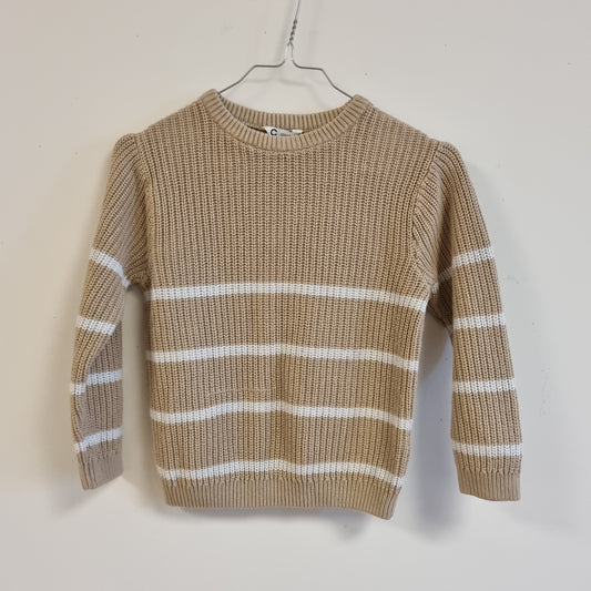 Beige stripete strikkegenser - 122/128