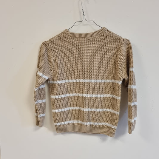 Beige stripete strikkegenser - 122/128