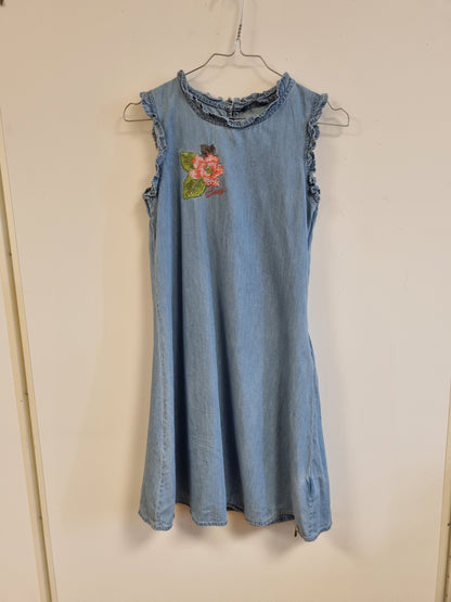 Guess denimkjole med blomsterbroderi – ca. 128