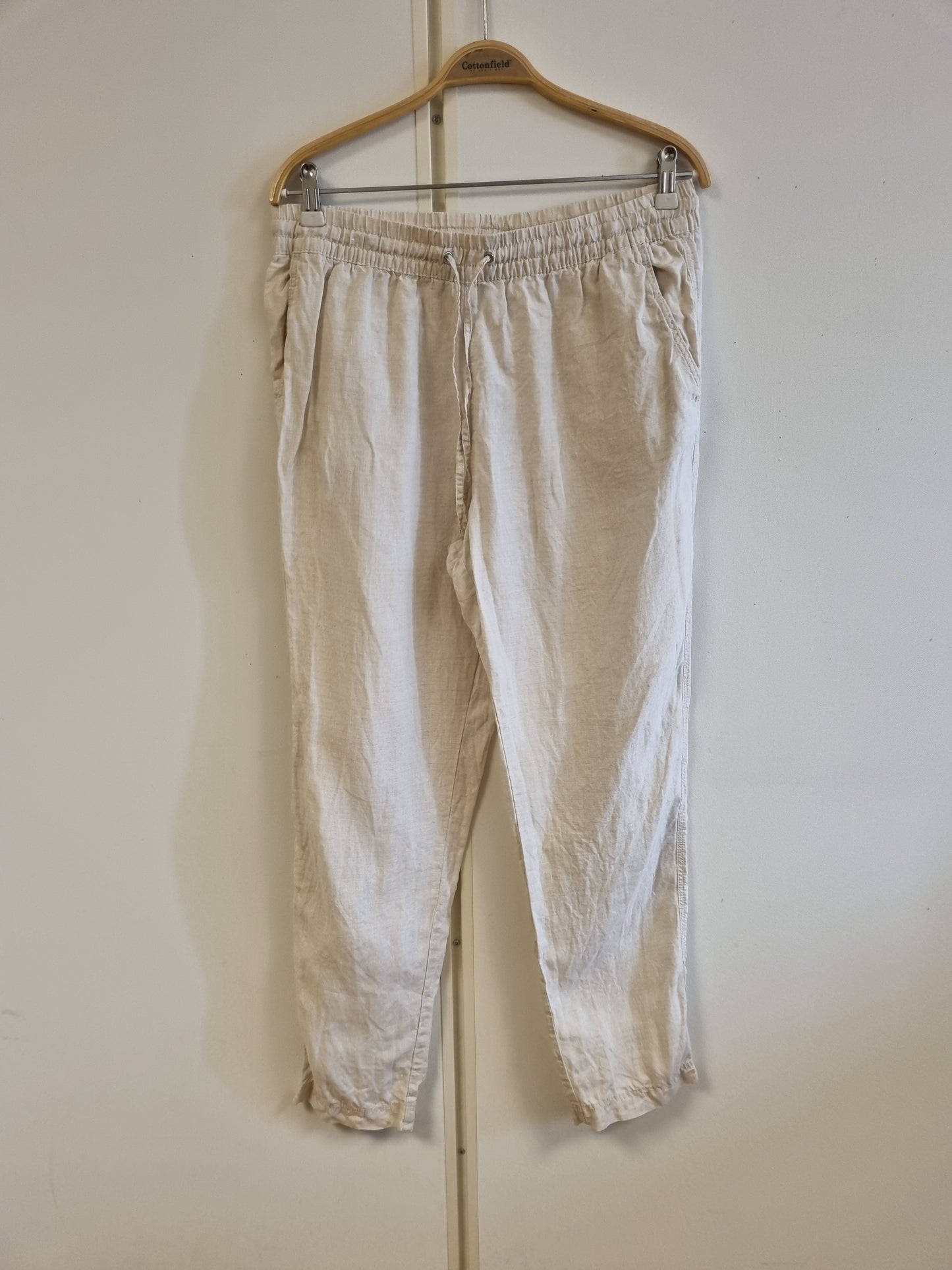 Beige bukse i 100 % lin – M