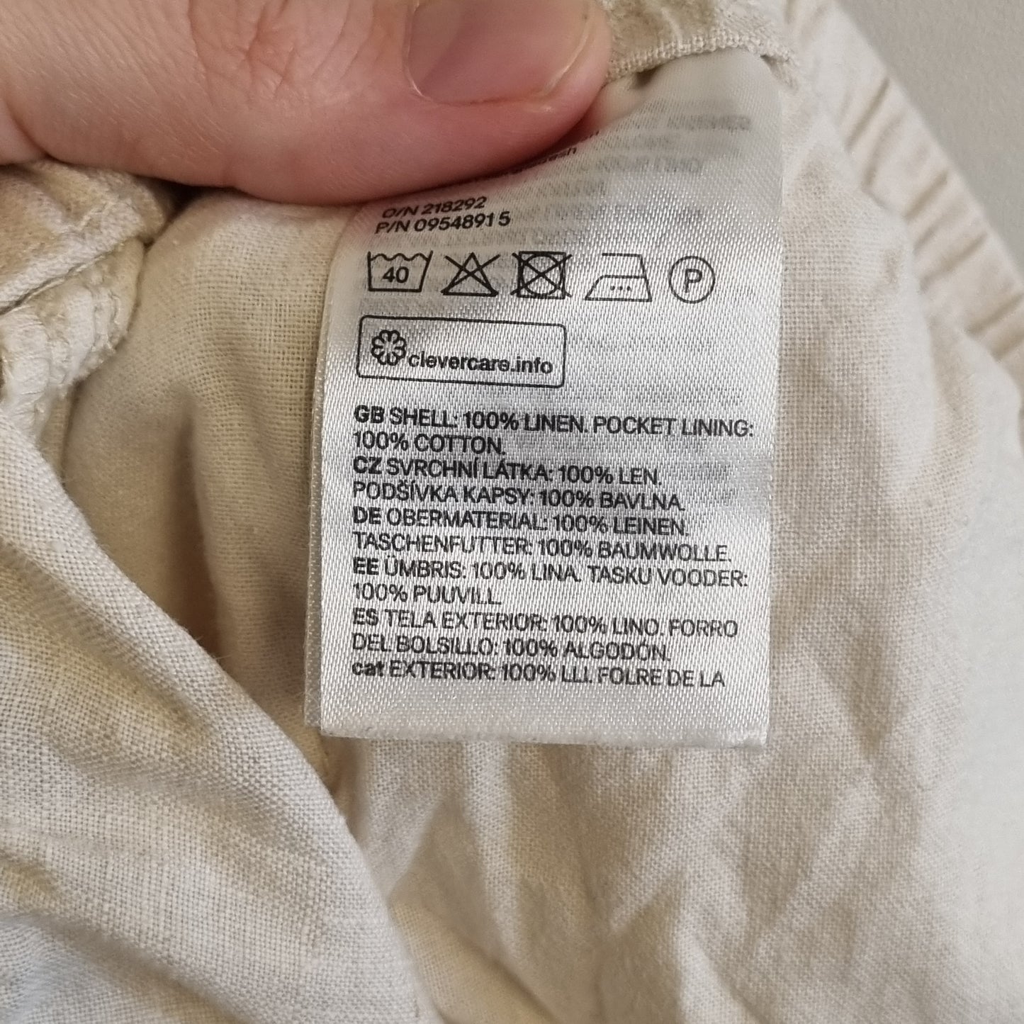 Beige bukse i 100 % lin – M