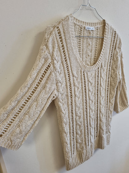 Beige kabelstrikket genser / Mango Suit – ca. S