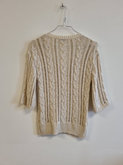 Beige kabelstrikket genser / Mango Suit – ca. S