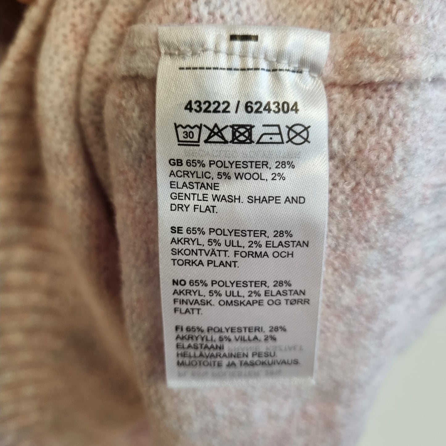 Lys rosa strikkevest – XL
