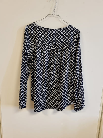 Mørk blå mønstret bluse – 40