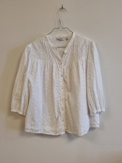 Hvit brodert bluse i 100 % bomull – 38