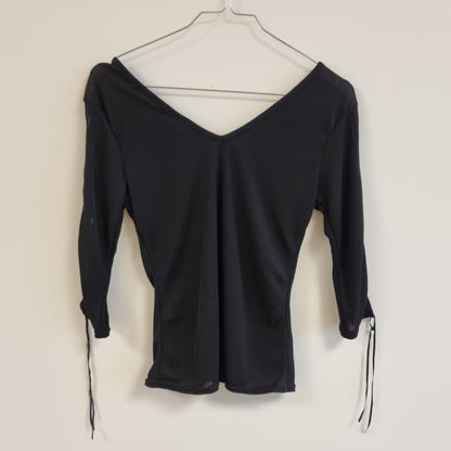 Vintage svart topp med knytedetaljer - M/L
