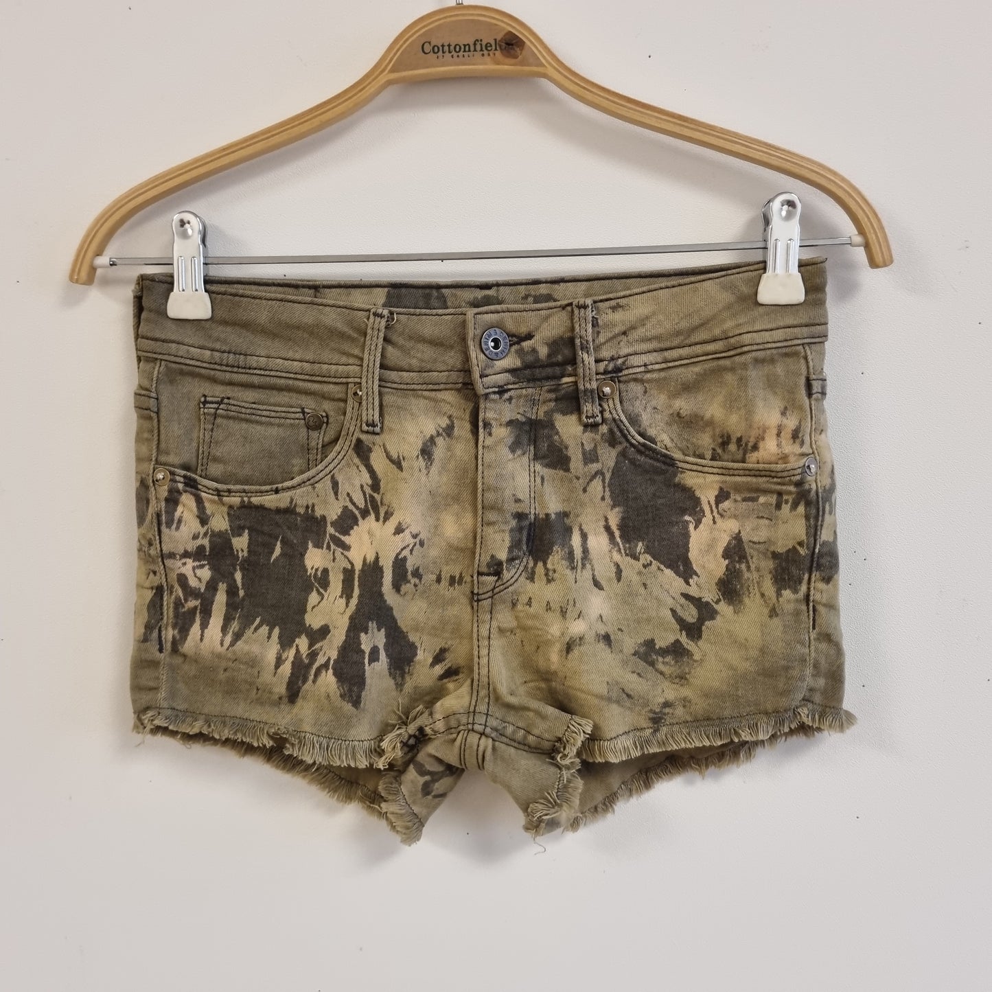 Batikkmønstret denimshorts - ca. S