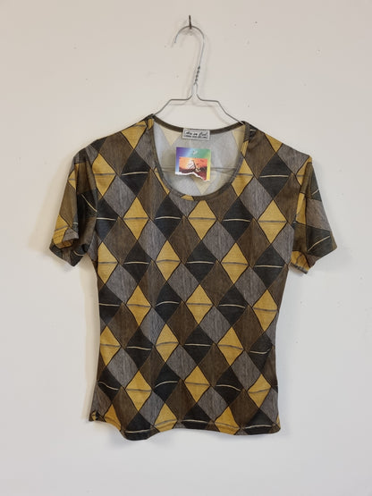 Vintage mønstret topp / Arc en Ciel – ca. S/M