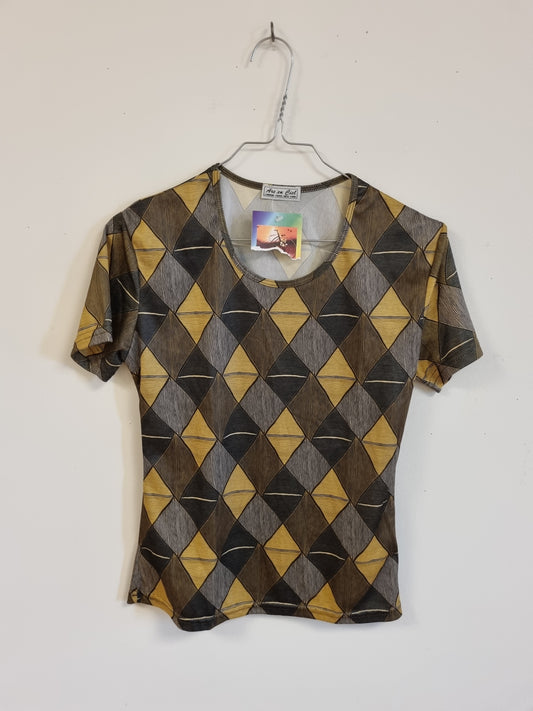 Vintage mønstret topp / Arc en Ciel – ca. S/M