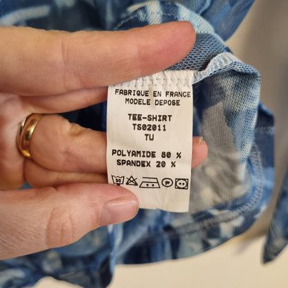 Vintage Y2K mesh-topp med fotoprint – One size
