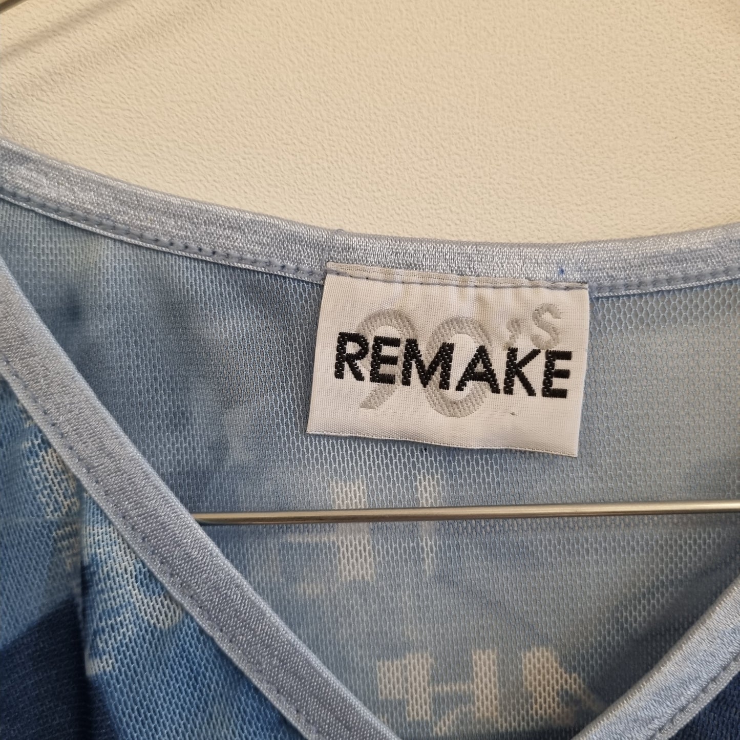 Vintage Y2K mesh-topp med fotoprint – One size