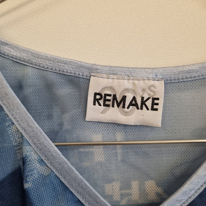 Vintage Y2K mesh-topp med fotoprint – One size