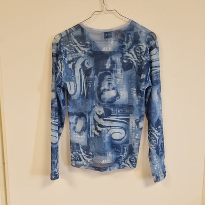 Vintage Y2K mesh-topp med fotoprint – One size