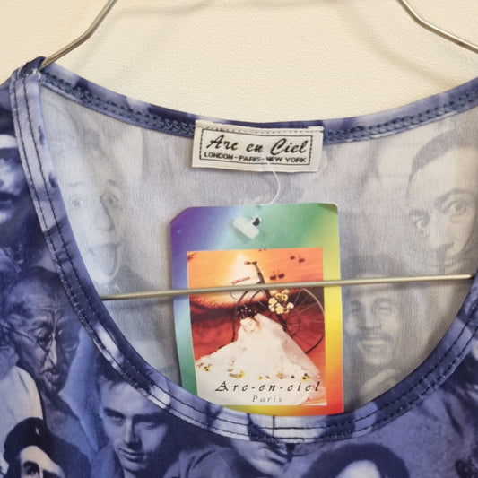 Vintage topp med portrettprint / Arc en Ciel – ca. S/M