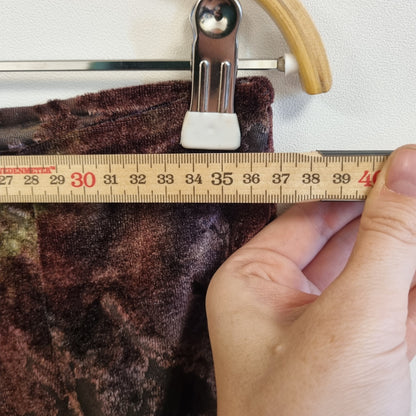 Vintage mønstret miniskjørt i velur – ca. S/M