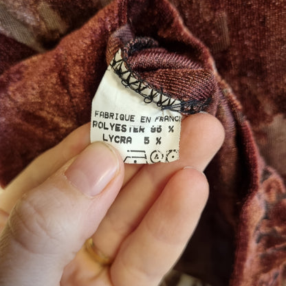 Vintage miniskjørt i burgunder brent velur – ca. S/M