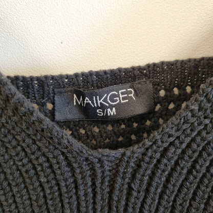 Svart heklet crop top - S/M