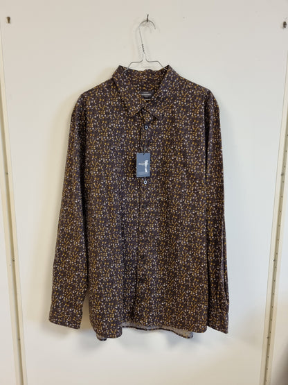 NY! Brun småblomstret slim fit-skjorte – 2XL