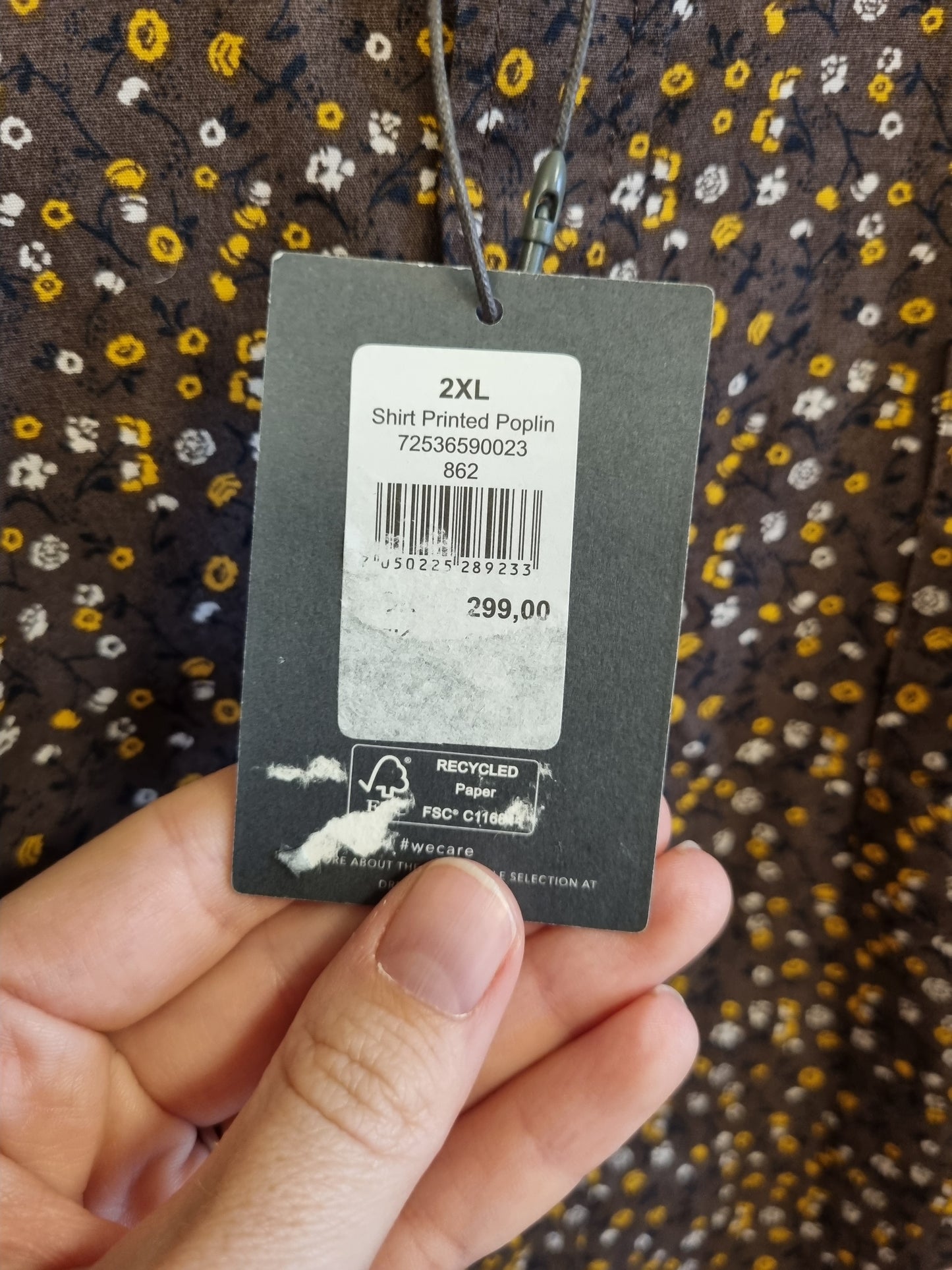 NY! Brun småblomstret slim fit-skjorte – 2XL