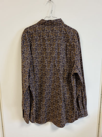 NY! Brun småblomstret slim fit-skjorte – 2XL