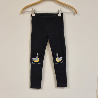 Svart leggings med enhjørninger – 110