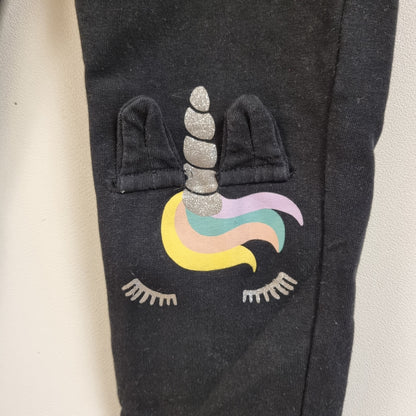 Svart leggings med enhjørninger – 110