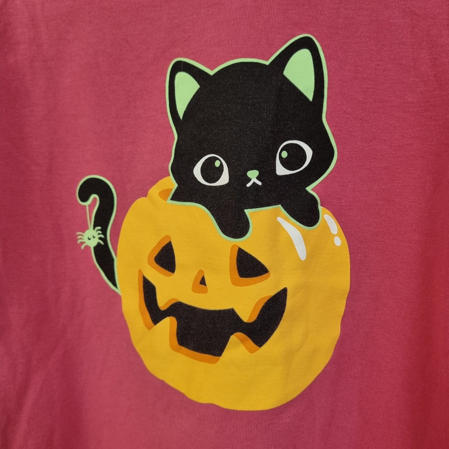 Rosa Halloween-trøye med katt – 110/116