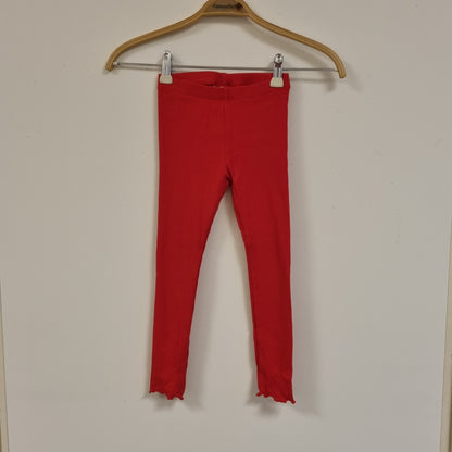 Rød ribbet leggings – 110