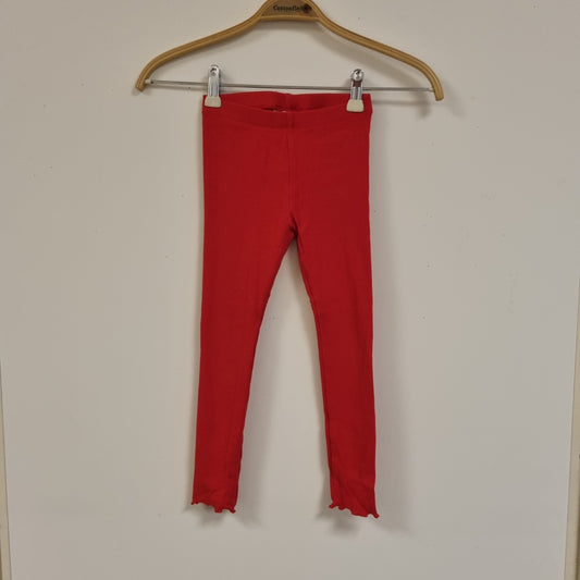 Rød ribbet leggings – 110