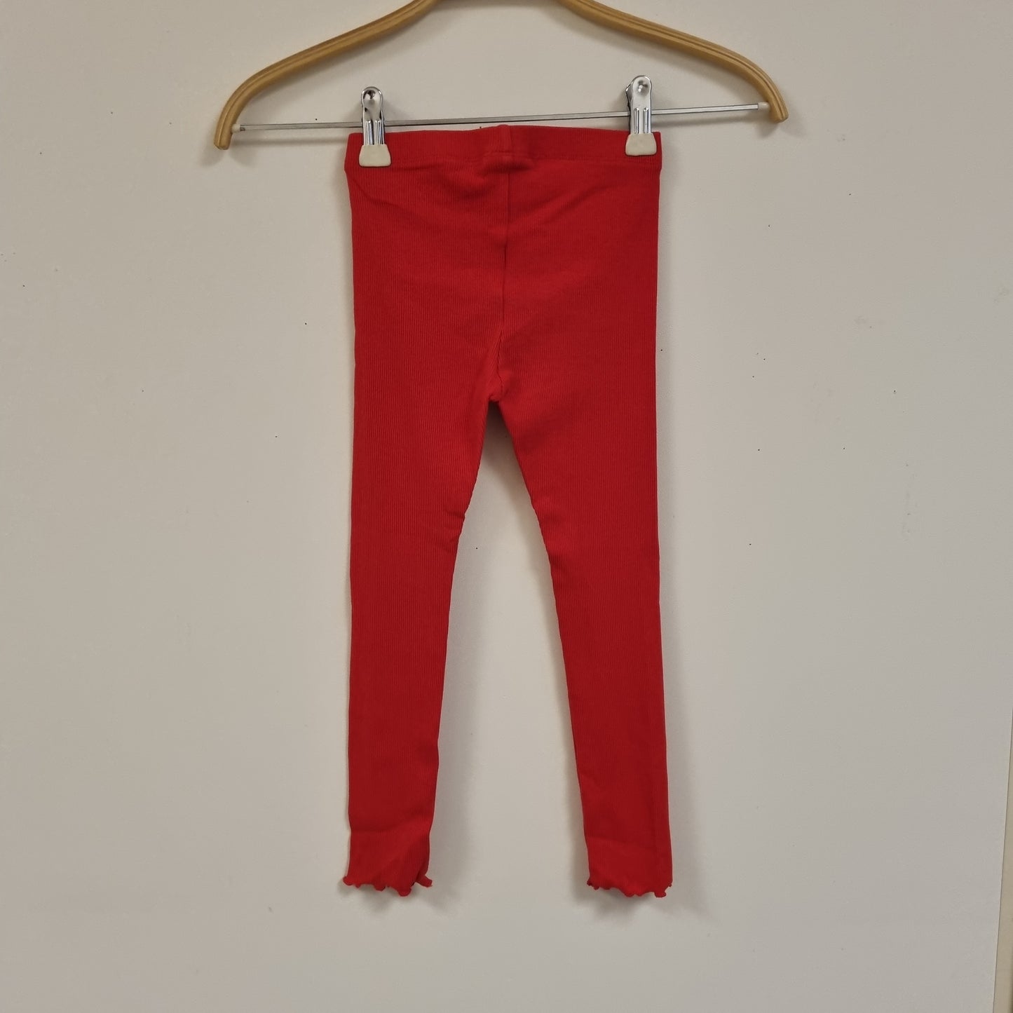 Rød ribbet leggings – 110
