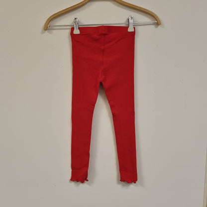 Rød ribbet leggings – 110