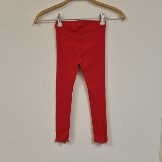Rød ribbet leggings – 110