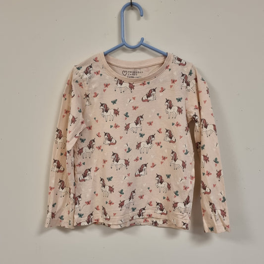 Lys beige trøye med enhjørninger – 116