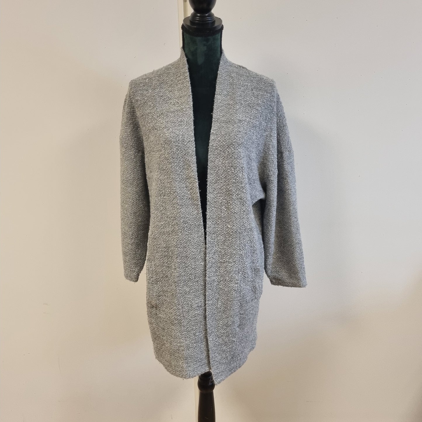 Lang grå oversized cardigan – S