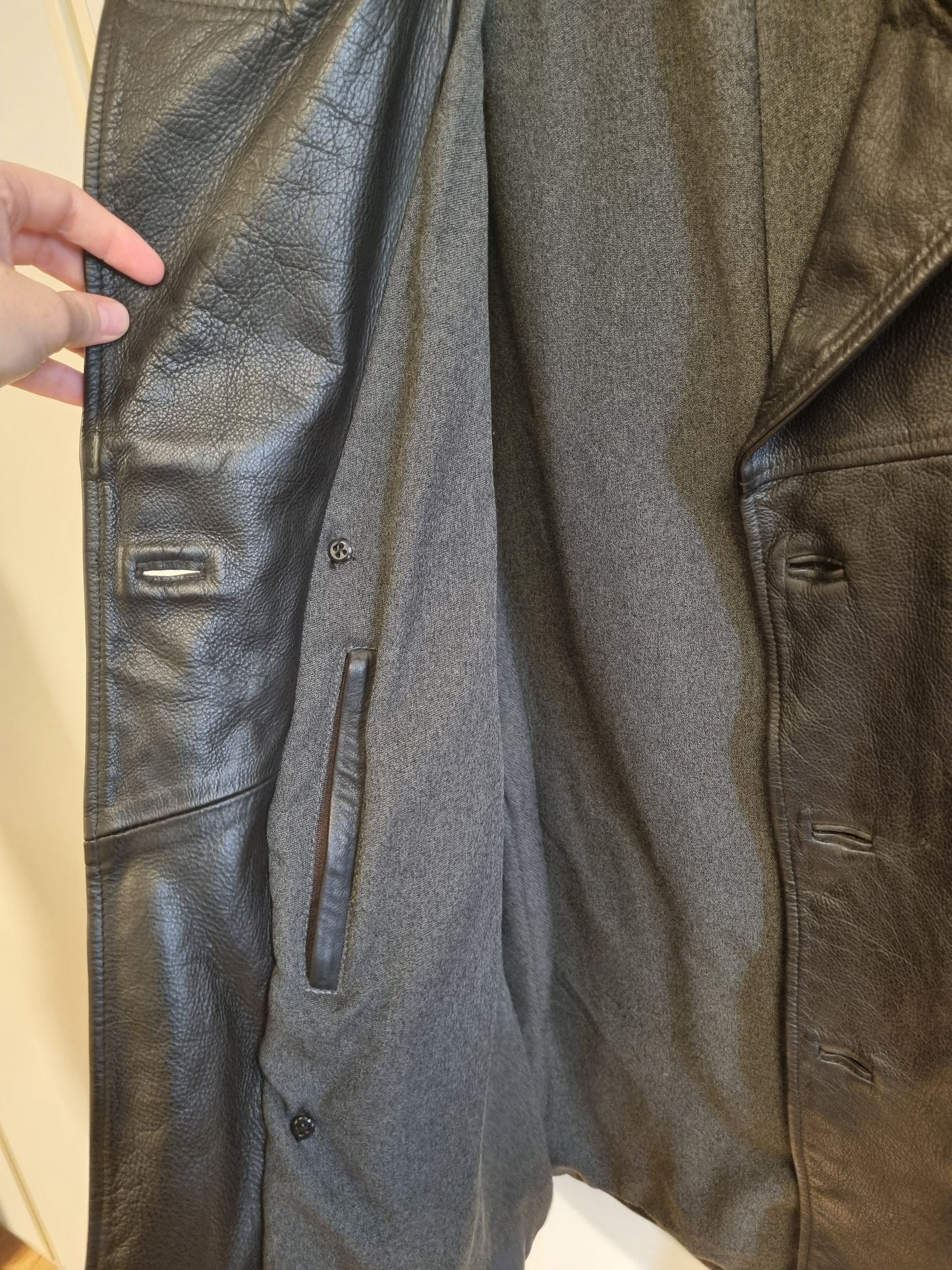 Vintage Cotton Belt dobbeltspent skinnjakke / 100% skinn – 50