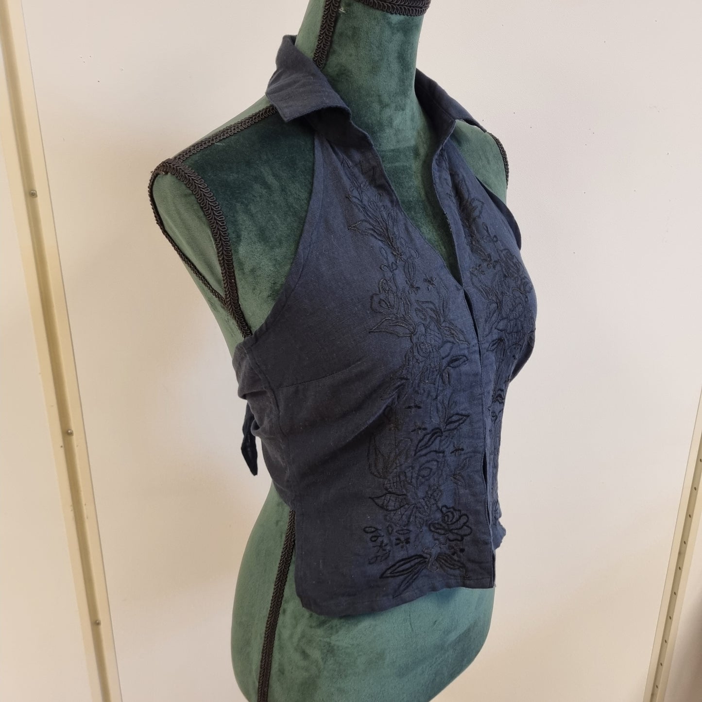 NY! Vintage Y2K halterneck-topp / 100% lin – One Size