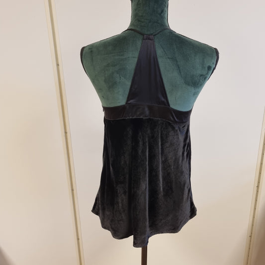 Vintage DKNY Jeans babydoll-topp i fløyel og sateng – XS