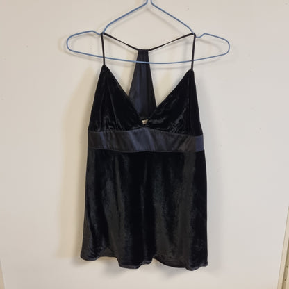 Vintage DKNY Jeans babydoll-topp i fløyel og sateng – XS