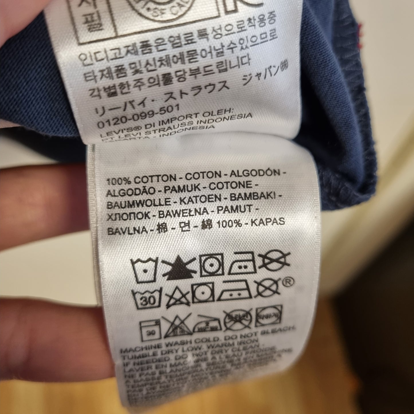 Levi’s blå Batwing T-skjorte / 100% bomull – XL
