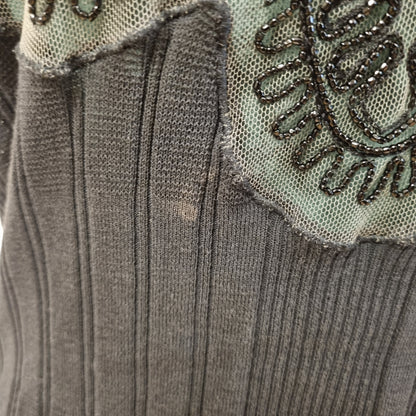 Vintage Blumarine topp med perlebroderi / 100 % bomull – S/M