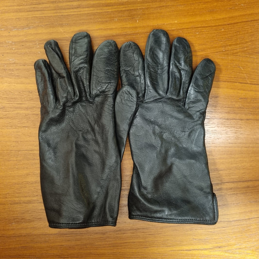 Vintage militærhansker i skinn med ullfôr - M